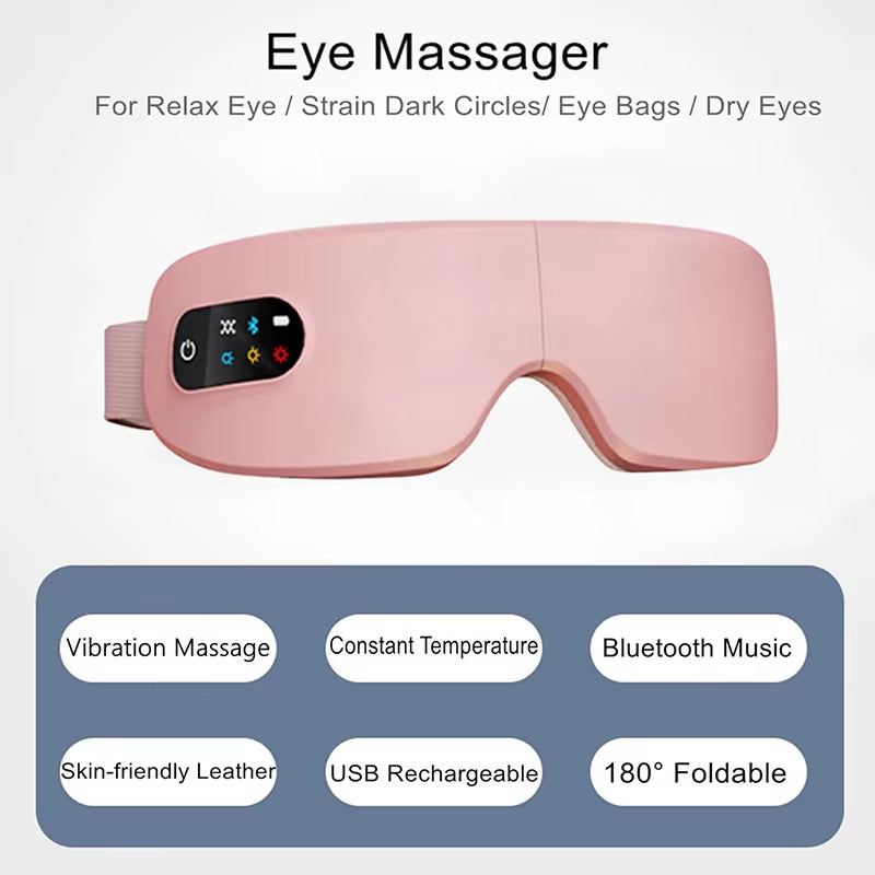 4D Eye Massager Smart Airbag Vibration Eye Care Instrument Hot Compress Bluetooth Eye Massage Glasses Fatigue Wrinkle Healthcare